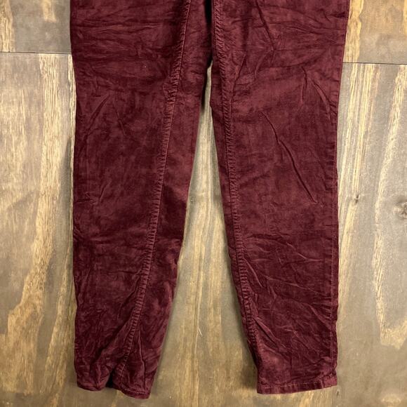 LOFT Womens Pants Maroon Velvet High Rise Slim Straight Stretch 6/28 - Picture 3 of 12